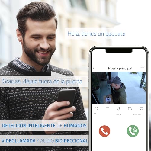 NIVIAN NVS-IPC-DOORVIEW1 Türspionkamera, Full HD 1080p, Akku 5200mAh, WLAN, PIR-Sensor, Zwei-Wege-Audio, Nachtsicht, Türklingel, App-Steuerung