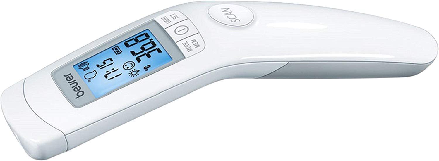 Beurer FT 90 clinical thermometer / contactless digital infrared clinical thermometer / baby thermometer / for easy measurement on the forehead for adults and children / digital display / with battery