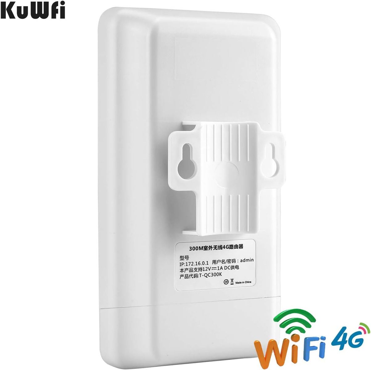 KuWFi 4G SIM Router, KuWFi 300 Mbps 4G LTE CPE Router mit POE Adapter Outdoor LTE Router CAT4 mit SIM Card Slot Wasserdicht WiFi Router für IP Kamera/Outside WiFi Coverage