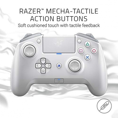 RAZER Raiju Tournament Edition Mercury 2019 Kabelloser und kabelgebundener Controller (mit Mecha-Tactile-Aktionstasten, Mobile App, kompatibel mit PS4 und PC),Weiß