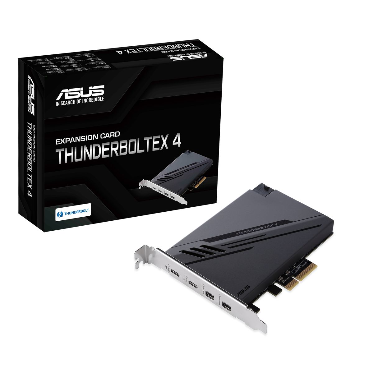 ASUS ThunderboltEX 4 PCIe Erweiterungskarte (90MC09P0-M0EAY0), Thunderbolt 4 Intel JHL8540, Mini DisplayPort, 40 Gbit/s, USB 3.2 Gen 2, Schwarz