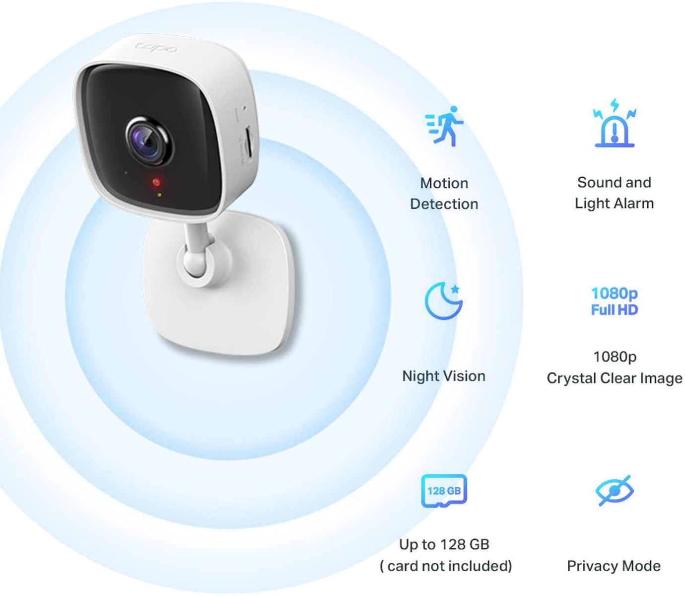 TP-Link Tapo C100 1080p Indoor Sicherheits WLAN Kamera für Alexa Google Home V1