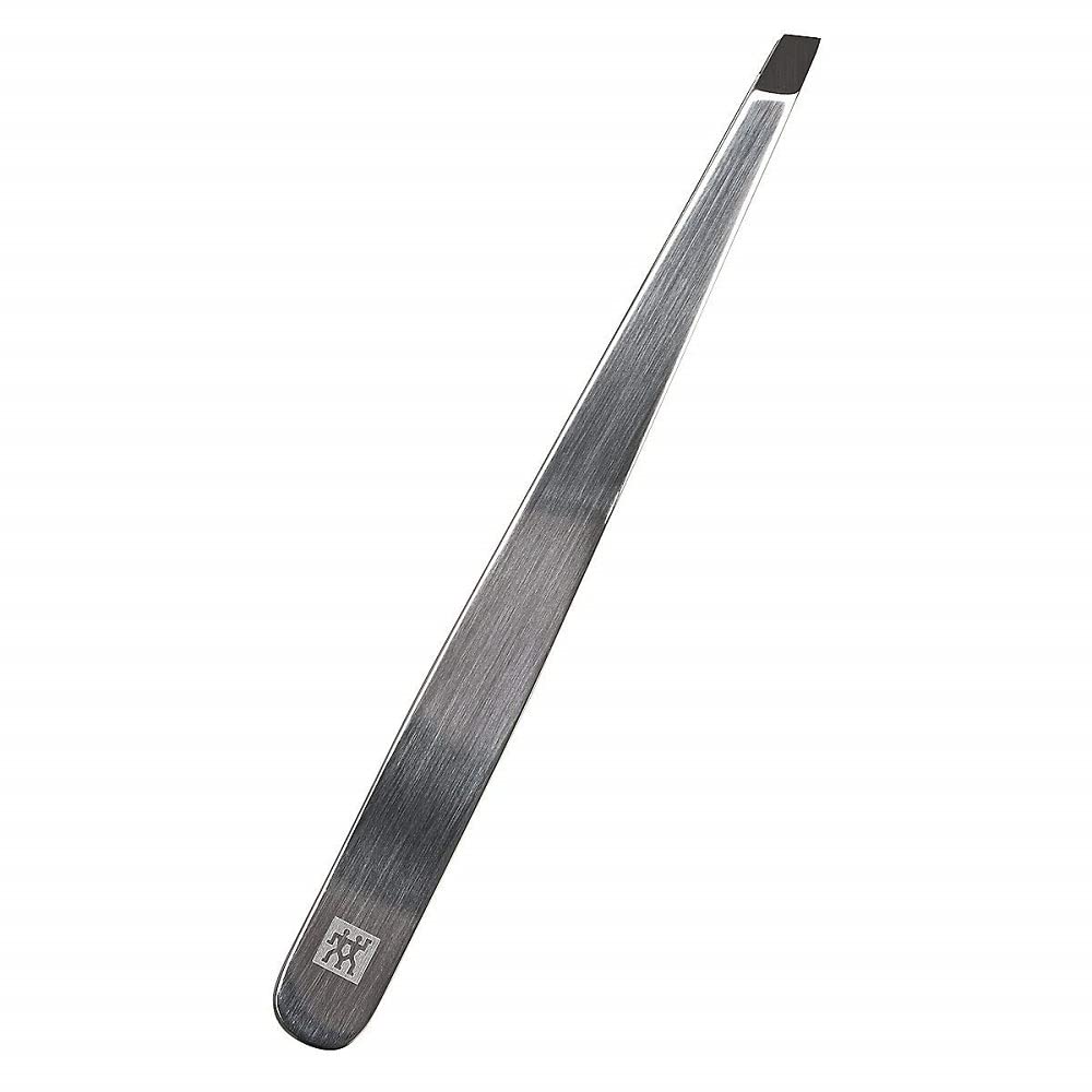 ZWILLING slanted tweezers for precise eyebrow hair removal, stainless steel matt finish, 90 mm slanted tip
