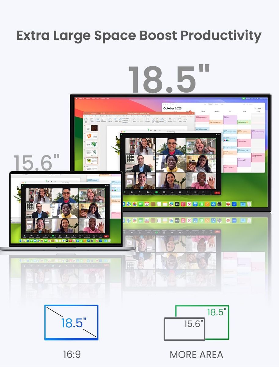 EVICIV Portable Monitor 18,5 Zoll 120Hz Tragbarer Bildschirm FHD 1080P IPS Mobiler Display Zweiter Screen mit Verstellbarer Ständer Mini HDMI Type-C für Laptop, PC, Phone, VESA-Kompatibel