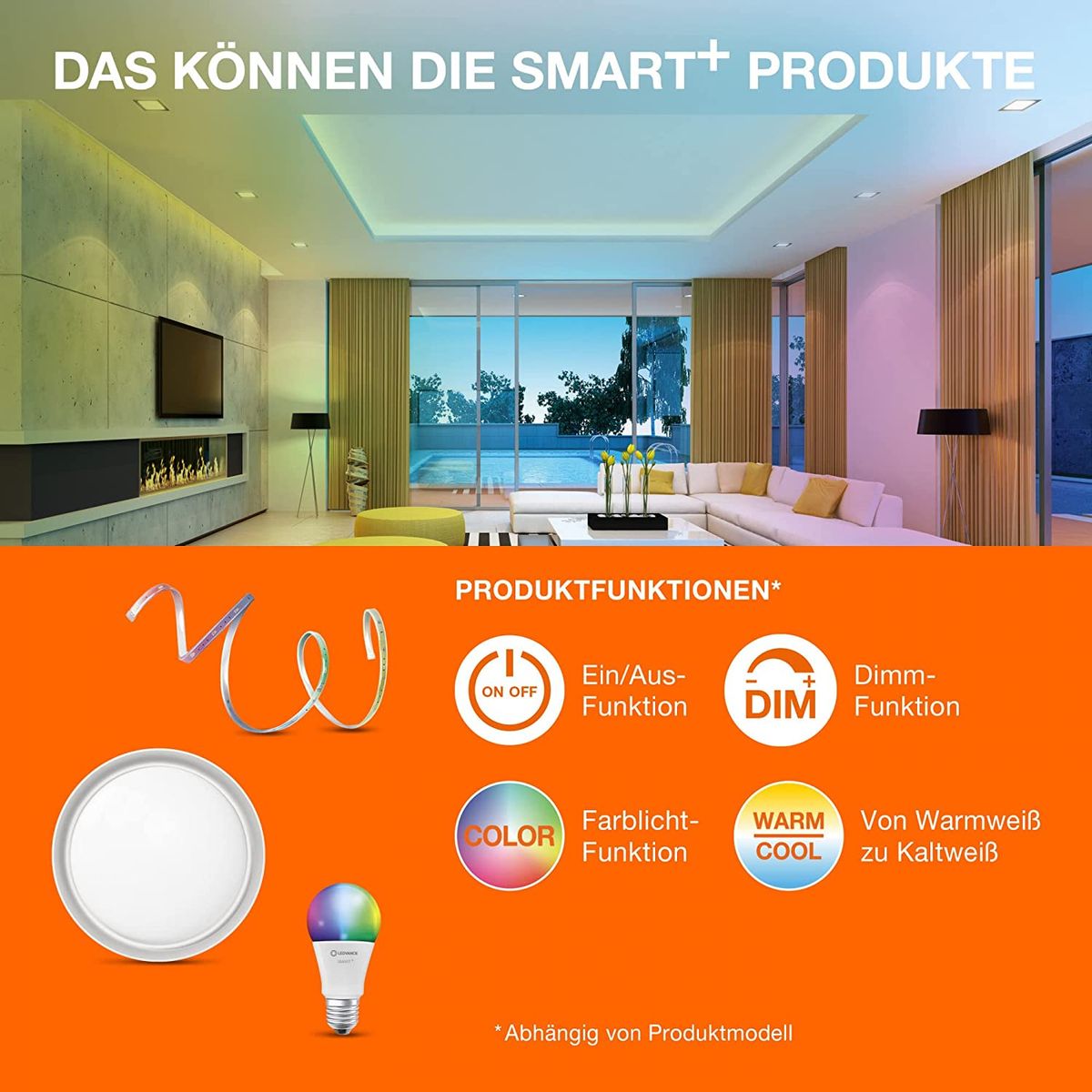 LEDVANCE Smarte LED-Lampe mit WiFi Technologie, Sockel E27, Dimmbar, Warmweiß (2400 K), ersetzt Glühlampen mit 60 W, SMART+ WiFi Globe Edison Dimmable, 1er-Pack, Filament Globe - Form 1 Stück (1er Pack) 60W-Ersatz