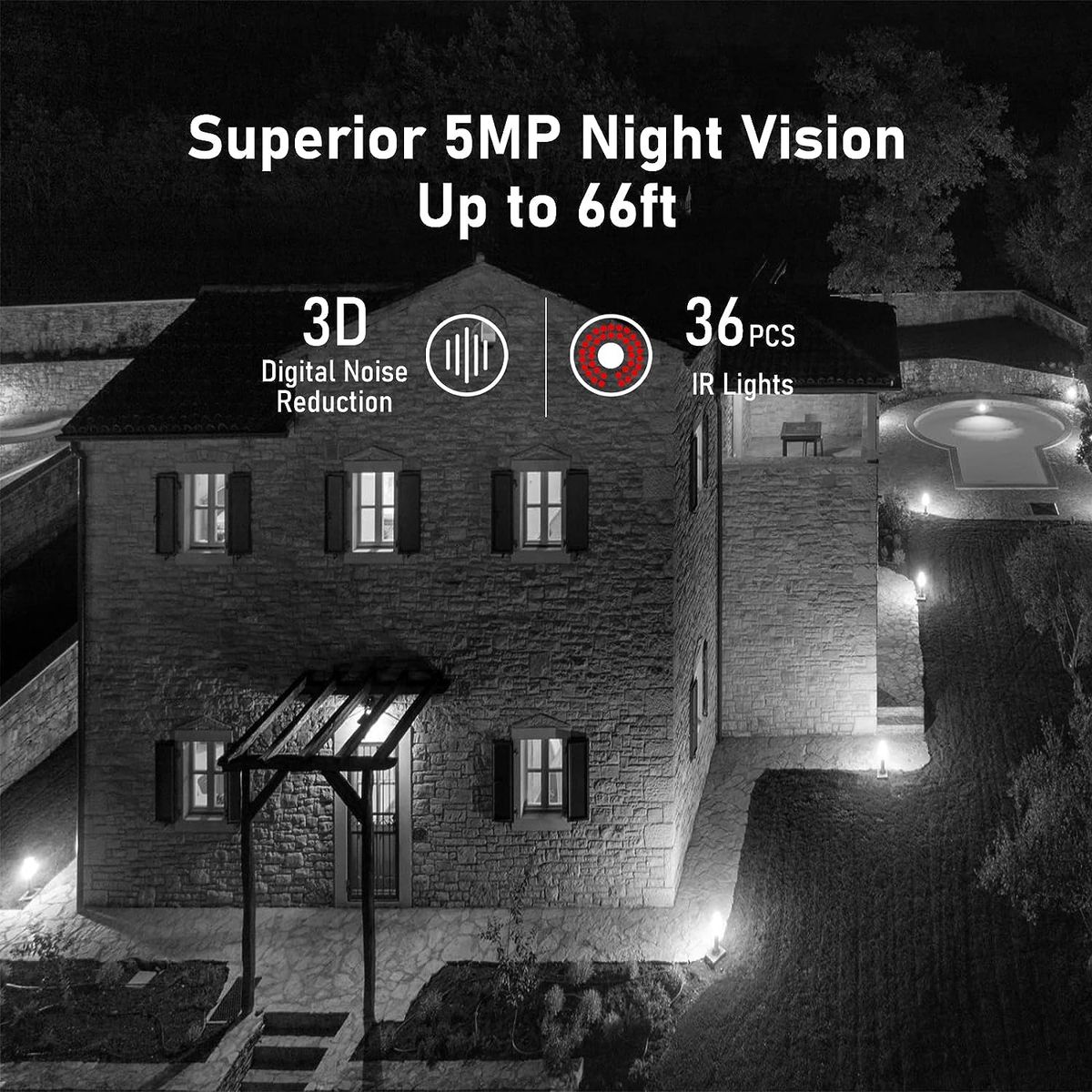 JideTech 5MP PoE Überwachungskamera Aussen - Kamera Outdoor, IP66 Wetterfest, 20m Nachtsicht, Zwei-Wege-Audio, Sicherheitskamera mit Bewegungserkennung, H.265 Video-Kompression, BC01-5MP