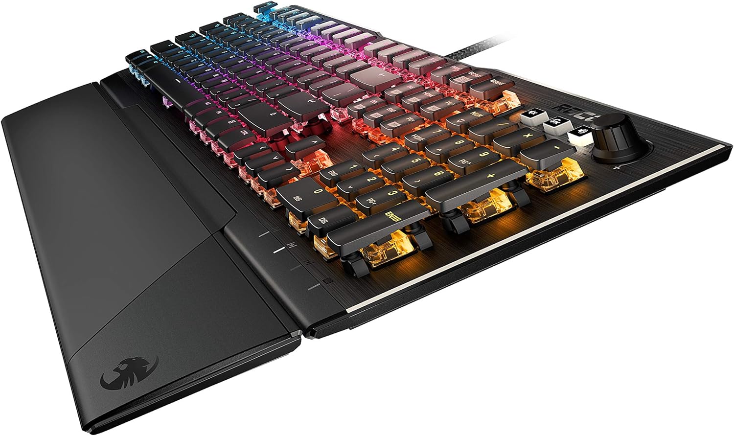 ROCCAT Vulcan 121 Mechanische PC-Taktile Gaming-Tastatur, Titan-Schalter, AIMO RGB-Hintergrundbeleuchtung pro Taste, eloxierte Aluminium-Oberplatte und abnehmbare Handflu00e4che/Handgelenkauflage, schwarz - (DEU Layout - QWERTZ)