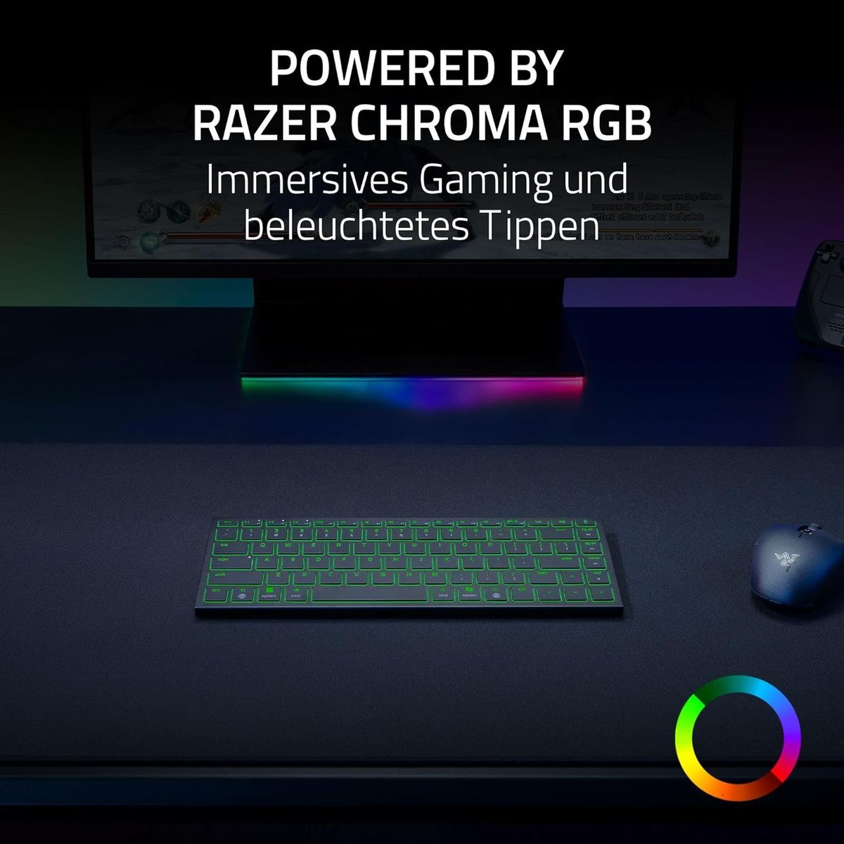 Razer Joro Portable Keyboard - Kompakte kabellose Tastatur mit Hintergrundbeleuchtung - Bluetooth - WiFi - Low Profile - USB-C - Kompatibel mac OS & iOS, Windows Schwarz - (USA Layout - QWERTY)