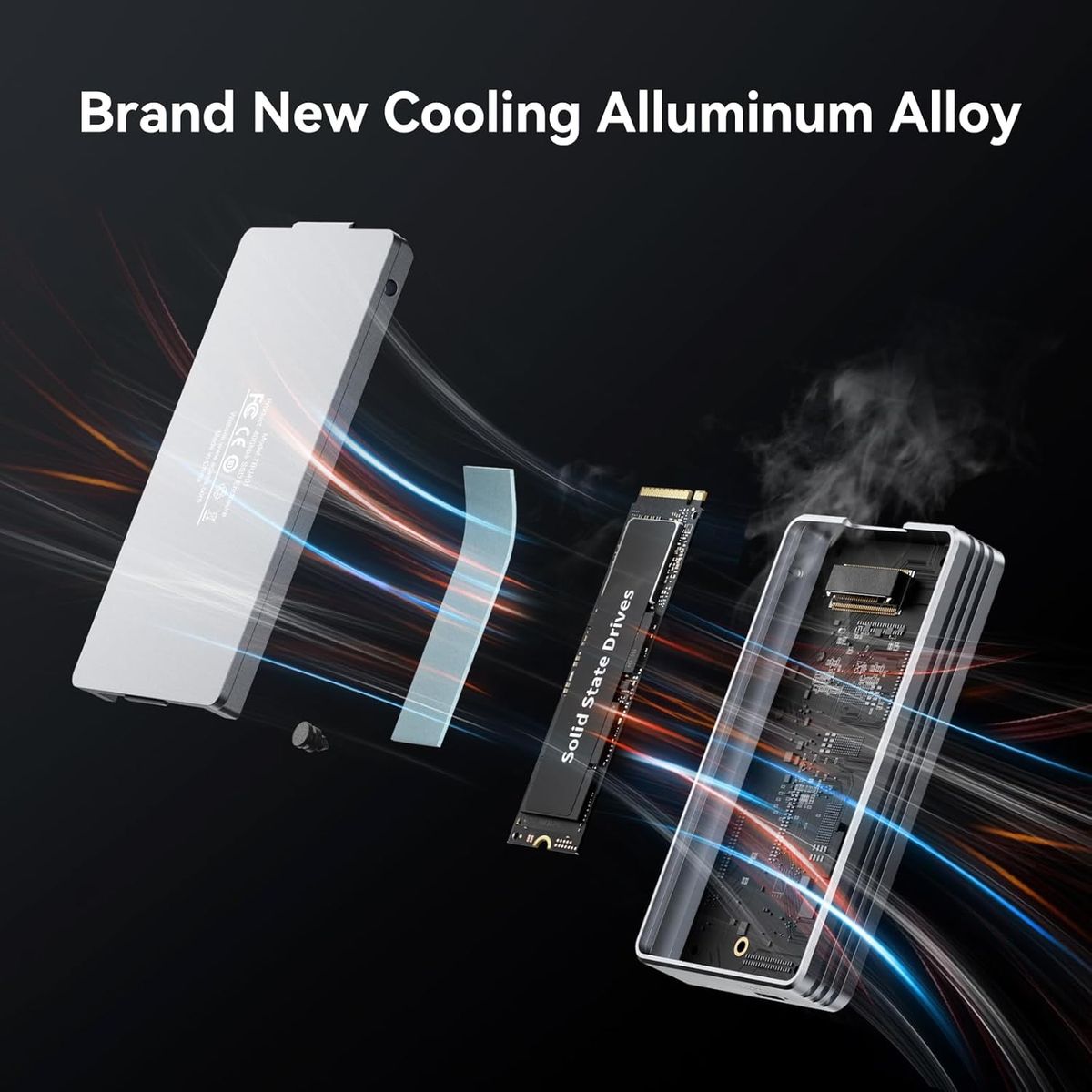 ANYOYO 40Gbps NVMe SSD Gehäuse für Thunderbolt 4/3, USB4 M.2 NVMe Gehäuse für PCIe 2280 M-Key (B+M Key), USB C Gehäuse kompatibel für Thunderbolt 3/4, Aluminiumlegierung Gehäuse, bis zu 2700 MB/s