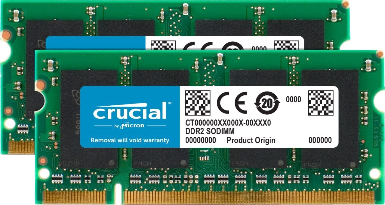 Crucial 2GB DDR2 SODIMM memory module 2 x 1 GB 800 MHz