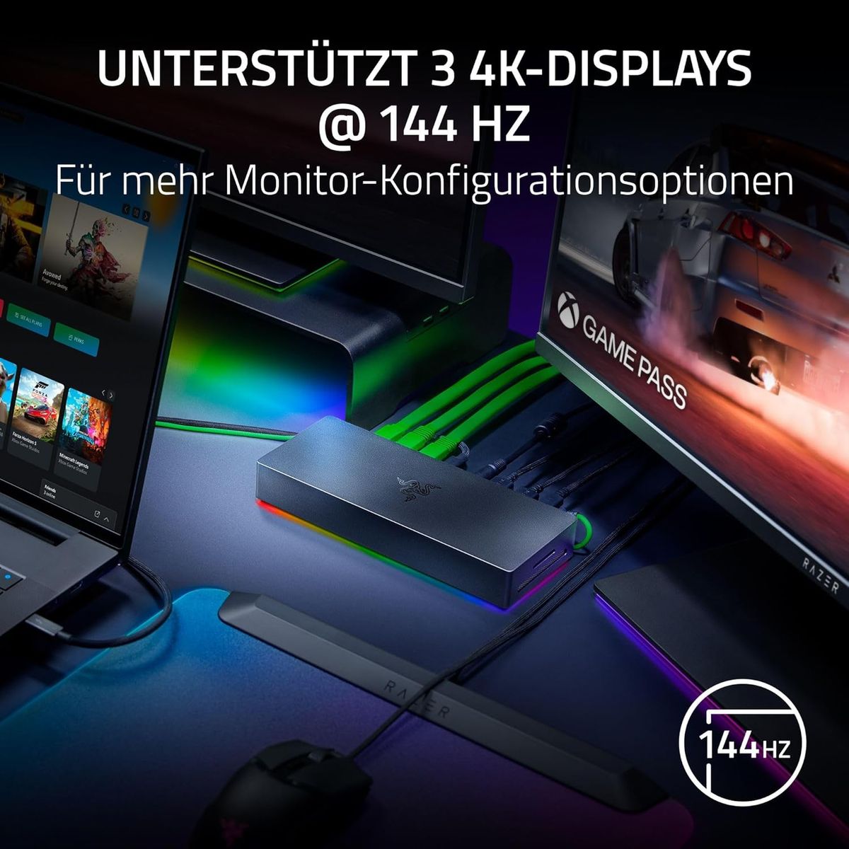 Razer Thunderbolt 5 Dock Chroma Dockingstation, 11 Anschlüsse, M.2-Slot, 3x 4K@144Hz/1x 8K@60Hz, 140W Power Delivery, Thunderbolt 5, EU Stecker, Weiß