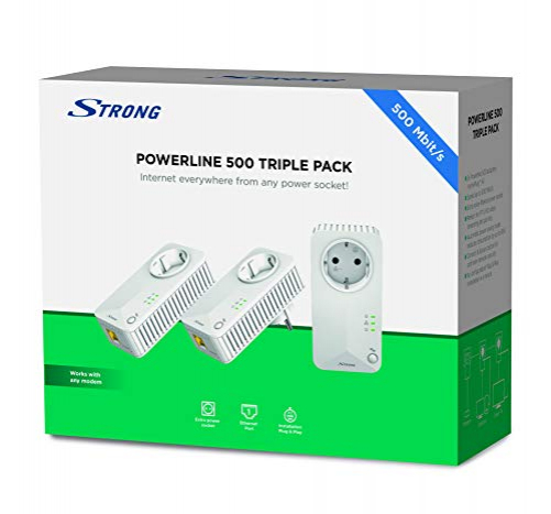 Strong Powerline 500 network adapter set of 3 3 Powerlan adapters up to 500 Mbit/S LAN network from the socket Fast Ethernet LAN