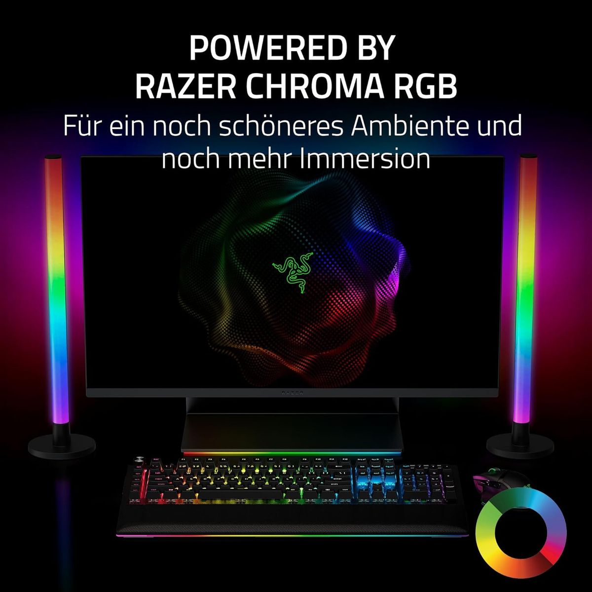 Razer Aether Standing Light Bars - RGB LED-Lichtleisten für Gamer mit USB-C Anschluss (40cm x 3,2cm, Chroma RGB, Kompatible mit Matter, Google und Alexa, Individuell einstellbar) Schwarz