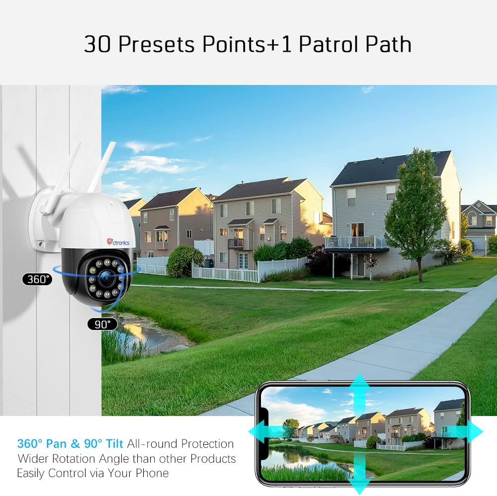 Ctronics 2K 4MP 360°-Überwachungskamera für den Außenbereich und 2560×