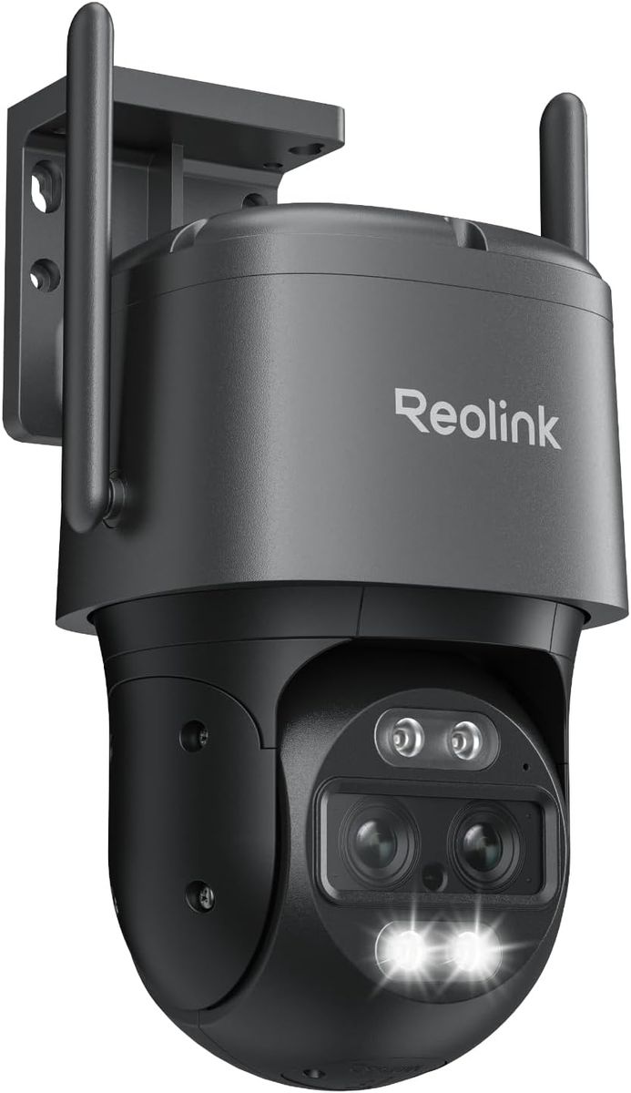 Reolink TrackMix WiFi 4K 8MP PTZ Außenkamera, Wi‑Fi 6, Auto-Tracking & 6x Hybrid-Zoom, Dual-Objektiv, Vollfarbe Nachtsicht, H.265, microSD 512GB, Wasserdicht, Schwarz