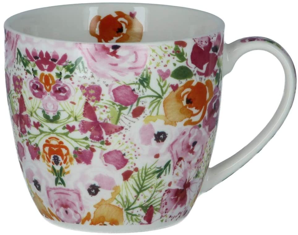 E+N Large Colorful Floral Rose Mug, 1 Pieces in Geschenkebox, China