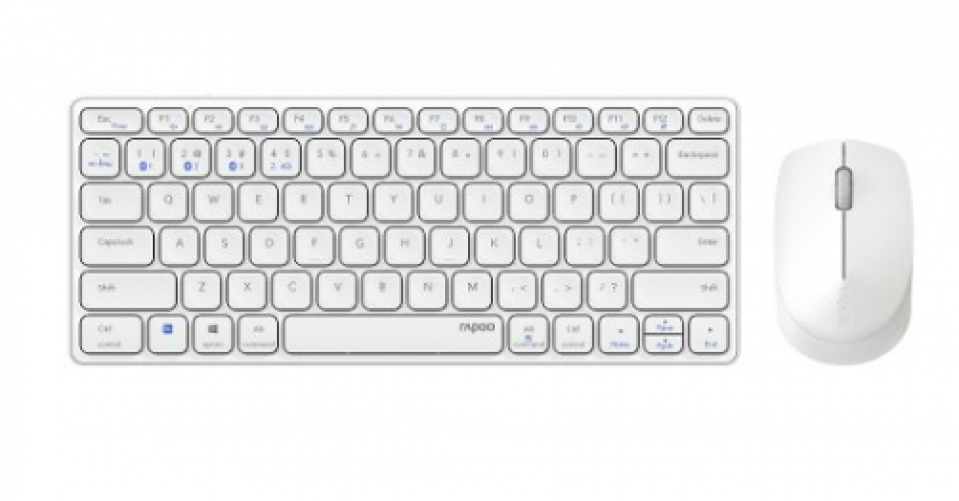 Rapoo 9600M Deskset Dual Wireless Keyboard Mouse Set 1.300 DPI Aluminium White DE Layout