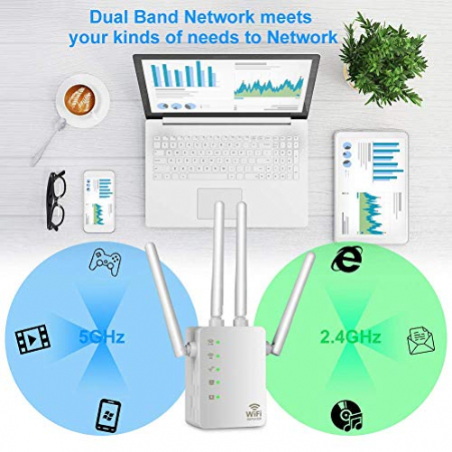 Aigital WiFi Repeater 1200 Mbps Wif Wireless Extender Signal Booster Access Point (AP) WiFi Range Extender Signal Booster Dual Band (2.4 GHz, 5 GHz) WPS Increasing the range WLAN