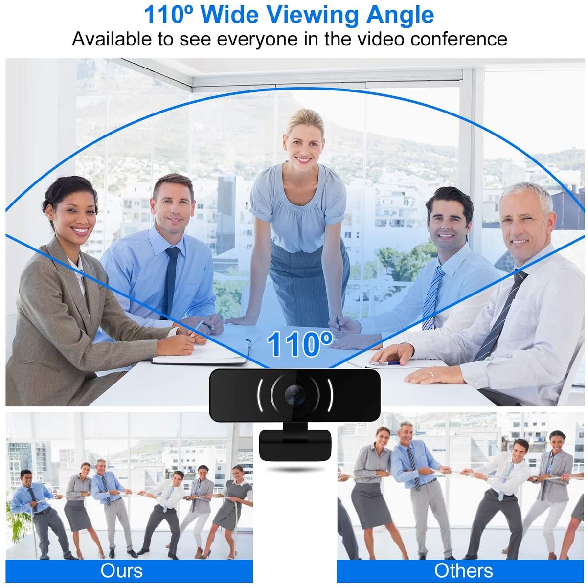 LarmTek 1080P Webcam with Microphone and Privacy Cover, Webcam USB Camera, Computer HD Streaming Webcam