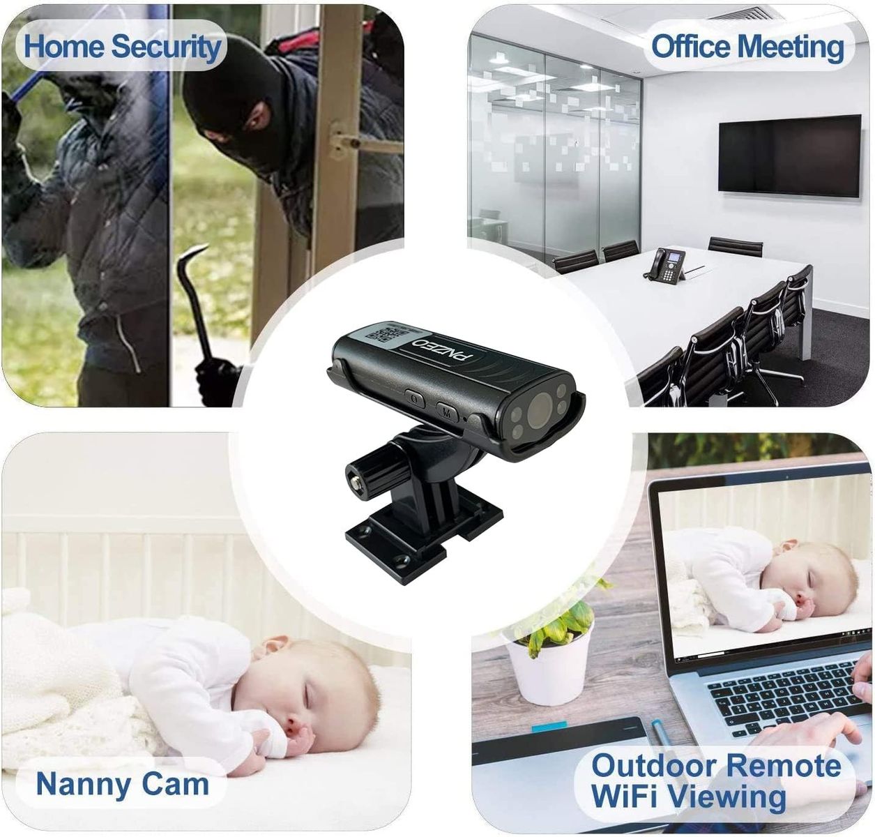 PNZEO Caméras Espion 1080P HD Mini Caméra cachée WiFi Caméra de Surveillance sans Fil avec Infrarouge de Vision Nocturne, Mouvement Uniquement