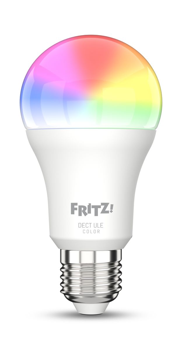 AVM FRITZ!DECT 500 (smarte LED-Lampe E27 für farbiges und weißes Licht, dimmbar, 2700K, 9W, 806 Lumen)