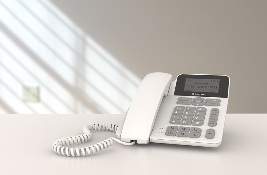 COCOMM F360C10000 Analoges Telefon Schnurgebundenes Mobilteil, Anrufer-Identifikation, Freisprecheinrichtung, Bluetooth 5.0, 6,1 cm LCD, 1050 mAh Akku, Grau/Weiß