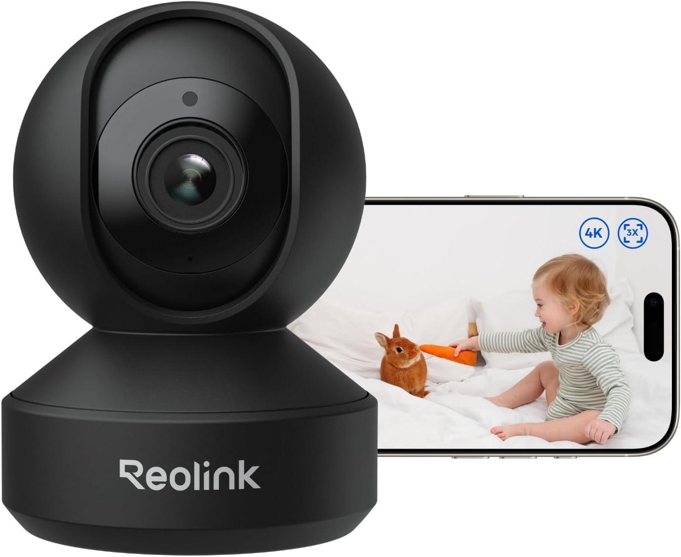 Reolink E1 Zoom(4K)-B 4K PTZ Indoor Überwachungskamera, Dual-Band Wi-Fi 6, 3x Optischer Zoom, Auto-Tracking, Babyphone, Nachtsicht, Schwarz