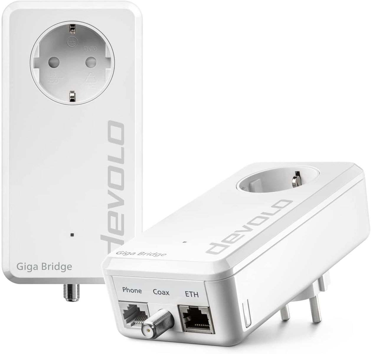 Devolo Giga Bridge Koaxial-Set, Glasfaserlösung, Glasfasernetzabschluss (ONT) mit dem Router verbinden, Glasfaser im Haus verlegen, Glasfaser-Kabel, weiß, 07114, White für Koaxleitung