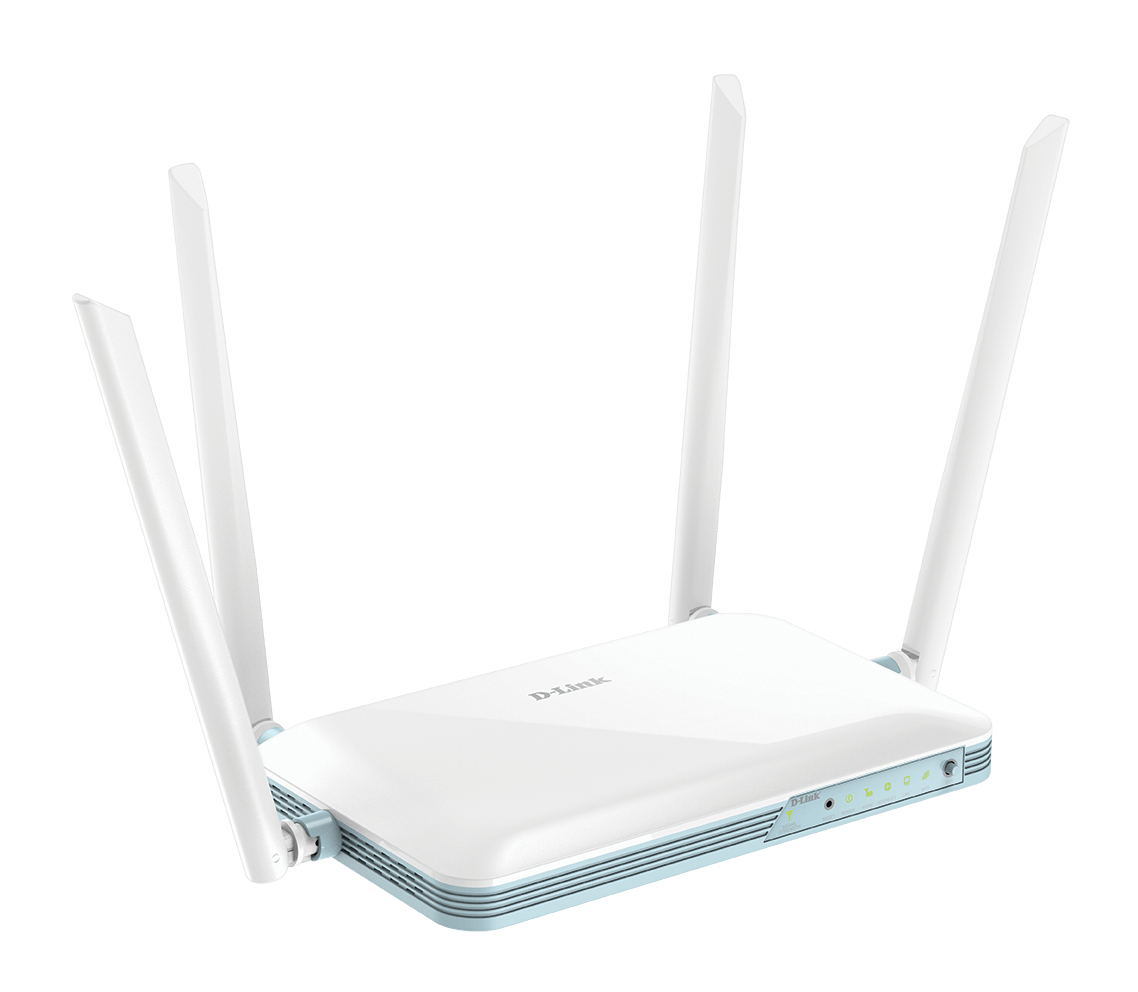 D-Link G403/E EAGLE PRO AI 4G Mobilfunk-Router, WLAN Einzelband 2,4 GHz, Wi‑Fi 4 300 Mbit/s, 4x LAN, Ethernet-WAN, SIM-Slot, Desktop, Weiß, EU