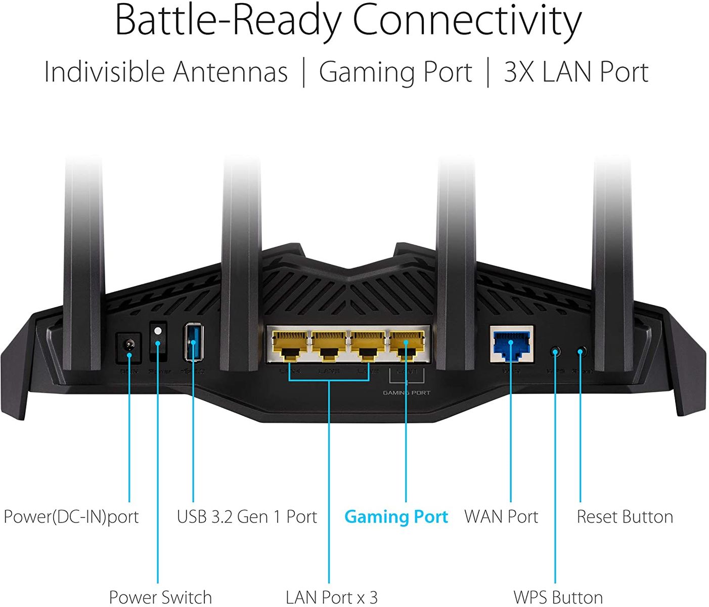 Asus RT-AX82U Gaming Router Ai Mesh WLAN Aura RGB Wi-Fi 6 AX5400 Gigabit 1.5 GHz