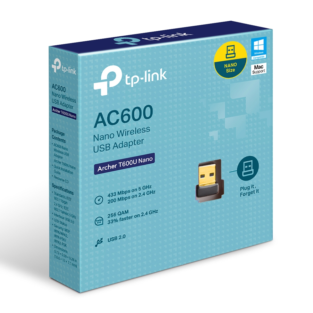 TP-LINK AC600 - Verkabelt - USB - WLAN - 433 Mbit/s - Schwarz