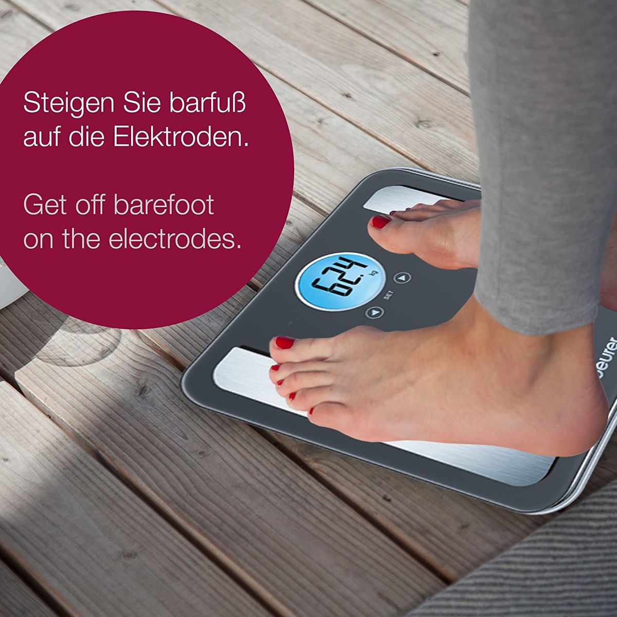 Beurer BF 195 glass diagnostic / personal scale, to determine body fat, muscle percentage and calorie requirements.