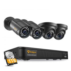 Anlapus 5MP Video Surveillance Kit PoE 8CH H.265+ NVR Video Recorder + (2) Bulletproof Security Camera + (2) Outdoor Dome Camera, IR Night Vision, Wing