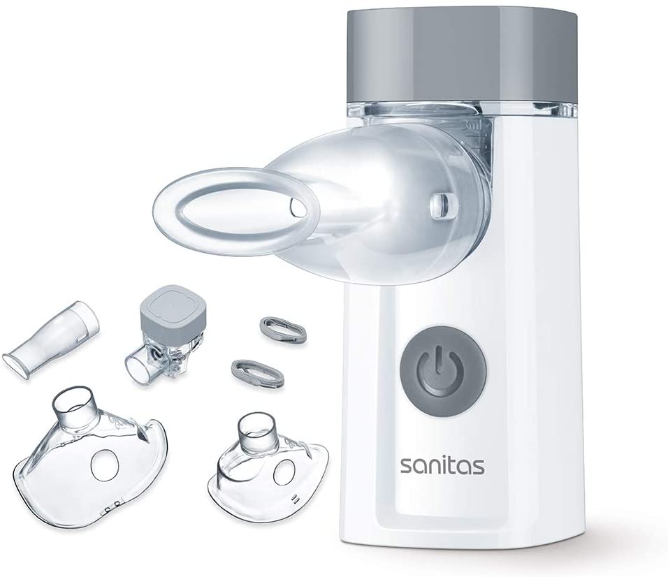 Sanitas SIH 52 inhaler with oscillating membrane technology for the treatment of respiratory diseases such as colds and asthma, portable and quiet, suitable for adults and children