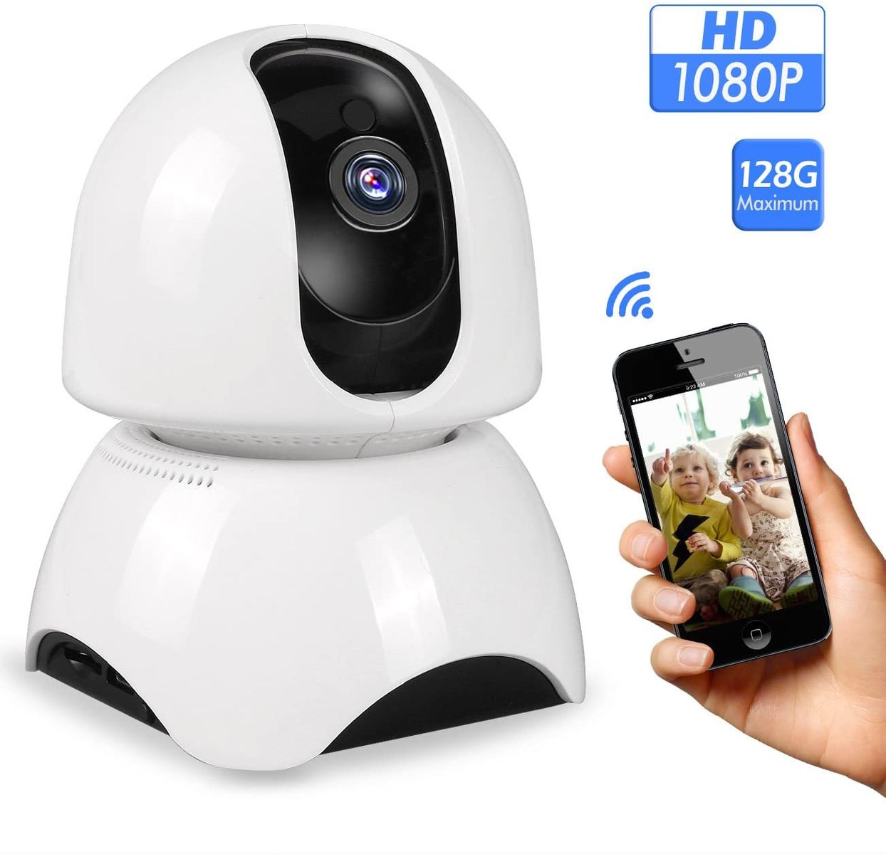 Aonokoy HD Media Player 1080p HD WiFi IP Camera, Indoor Monition Detection, Two Way Audio Home Security Baby Monitor Max Support 128GB Micro SD Full First Alert