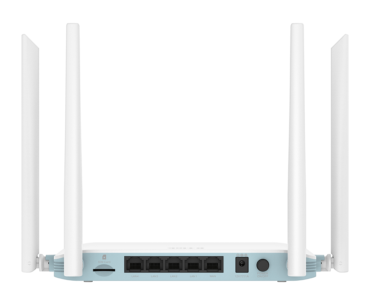D-Link G403/E EAGLE PRO AI 4G Mobilfunk-Router, WLAN Einzelband 2,4 GHz, Wi‑Fi 4 300 Mbit/s, 4x LAN, Ethernet-WAN, SIM-Slot, Desktop, Weiß, EU