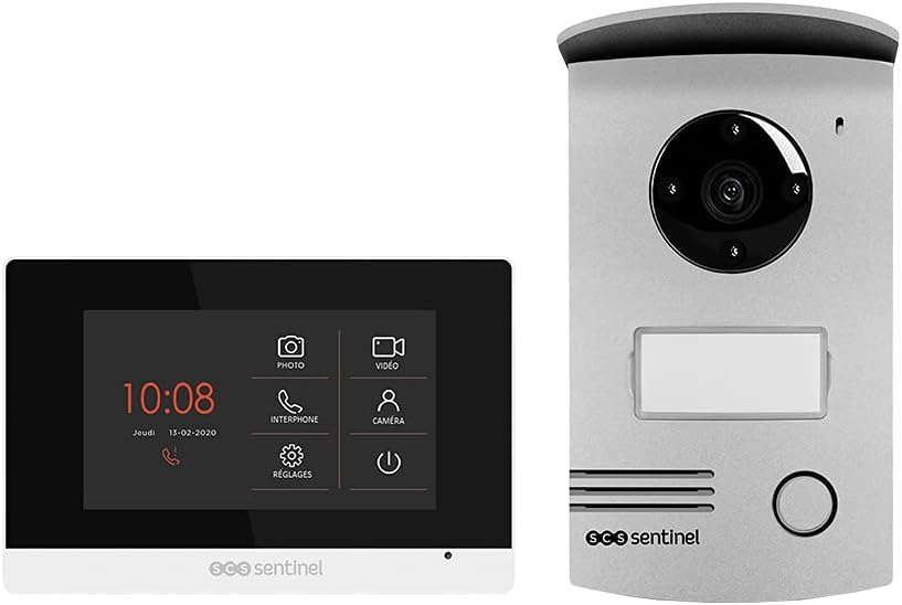 SCS Sentinel PVF0040 Drahtgebundene Video-Türsprechanlage Komplettset 4,3-Zoll Touchscreen, 2-Draht, wetterfest, Weiß, EU Stecker