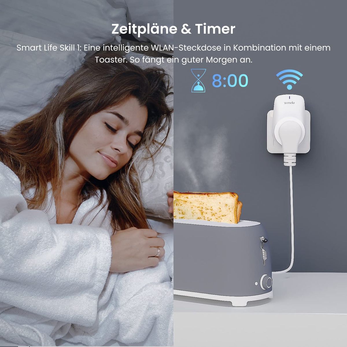 Tenda Intelligente WLAN Steckdose Beli SP9, 16A Smart Plug mit Energieverbrauchsanzeige, App- und Sprachsteuerung (Alexa & Google home), Zeitplan, Timer, Away Modus, Kinderschutz, 1er pack Mit Energieverbrauchsanzeige 1er Pack 16A
