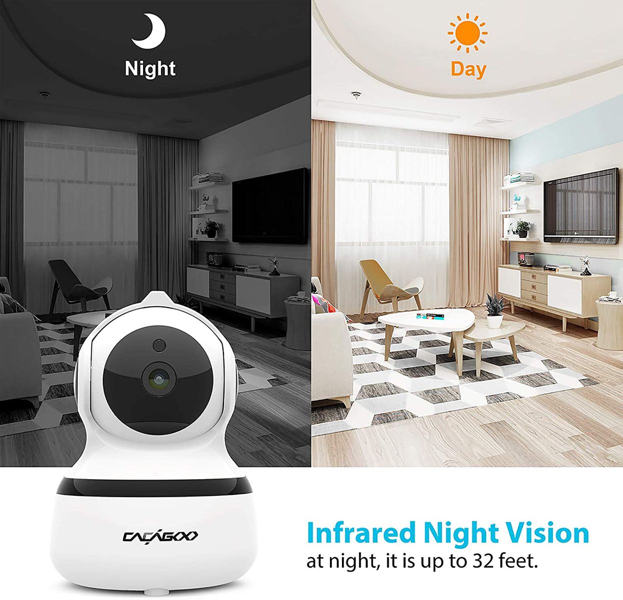 Cacagoo WiFi IP Camera Security Camera, Baby Monitor 1080P FHD Indoor Wireless Pet Camera
