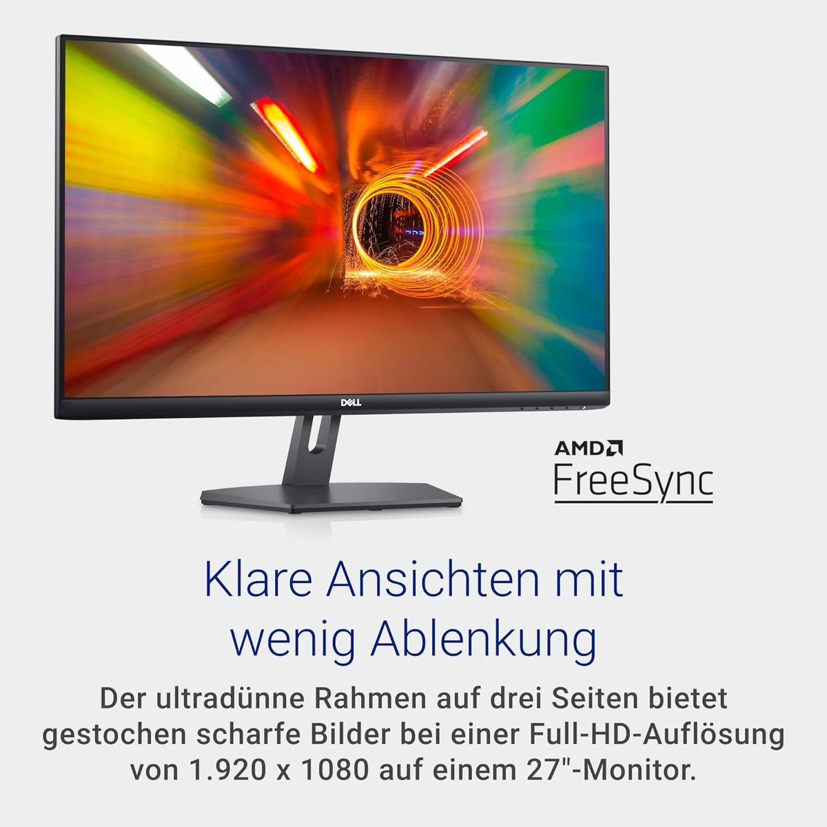 Dell S2721NX 27-Zoll Full HD (1920 x 1080) Monitor, 75Hz, IPS, 4ms, AMD FreeSync, Ultra Dünner Rahmen, 2x HDMI, Schwarz