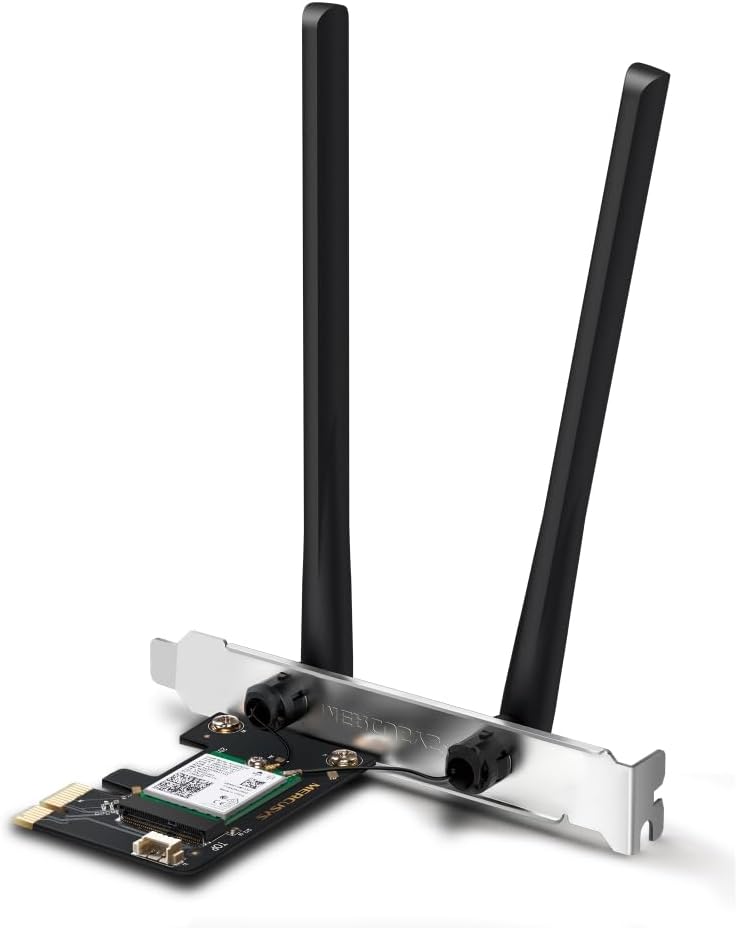 Mercusys MA80XE AX3000 Wi-Fi 6 Bluetooth 5.2 PCIe Adapter, Wi-Fi 2402 Mbps (5GHz) + 574Mbps (2.4GHz), Intel WiFi 6 Chipsatz, WPA3, kompatibel mit Windows 10, 11 (64bit) W-Fi 6 AX3000