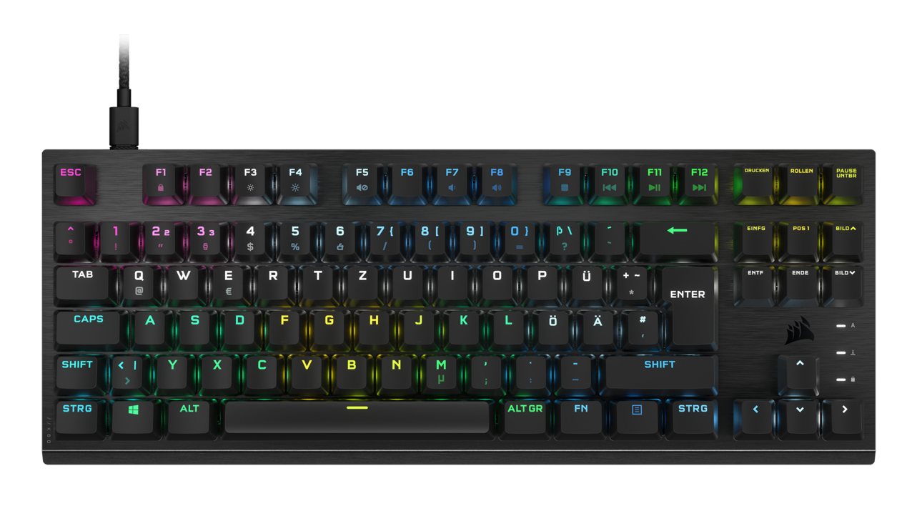 Corsair K60 PRO TKL RGB Tenkeyless Optisch-Mechanische Kabelgebundene Gaming-Tastatur - OPX Linear-Schalter - Polycarbonat-Tastenkappen - iCUE-Kompatibel - PC, Mac, Xbox - Schwarz - (DEU Layout - QWERTZ)