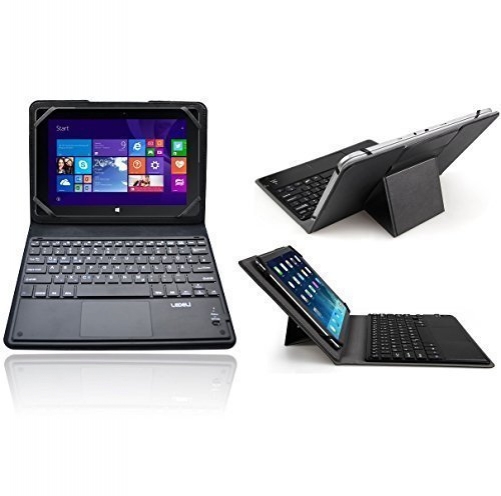 LEDELI Bluetooth Wireless Keyboard mit Schutzhülle Case Cover Tasche Hülle Etui für TrekStor für TrekStor SurfTab wintron 10.1 DE-Layout