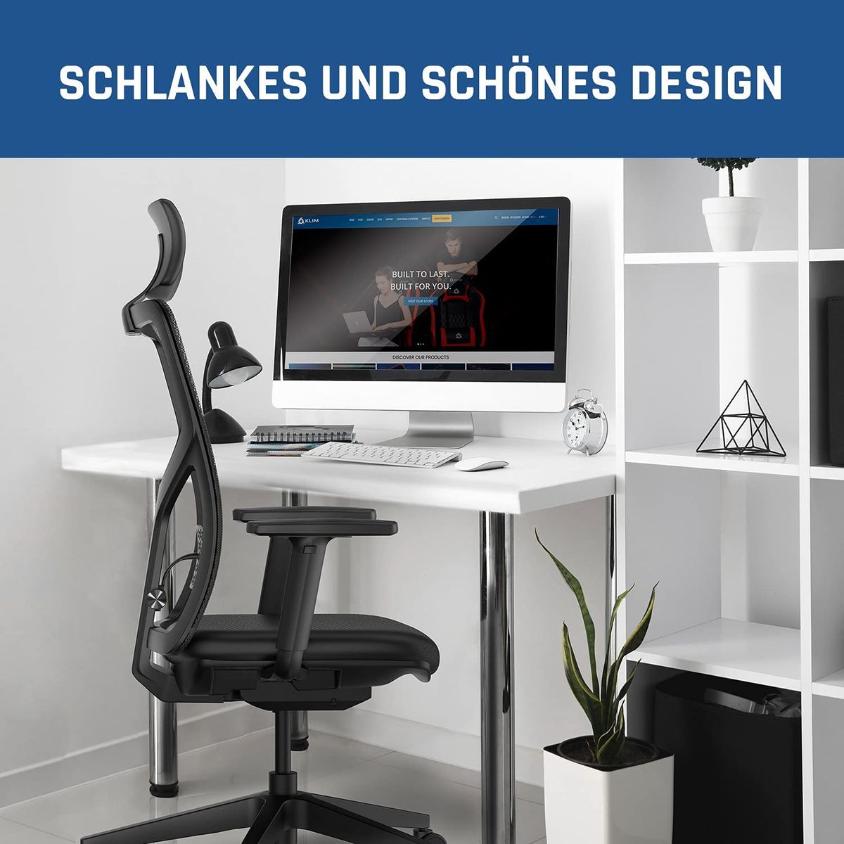 KLIM K400 Office Chair - Ergonomischer Bürostuhl + Weiches Sitzkissen &  Stoff + Inklusive Kopfstütze + Max