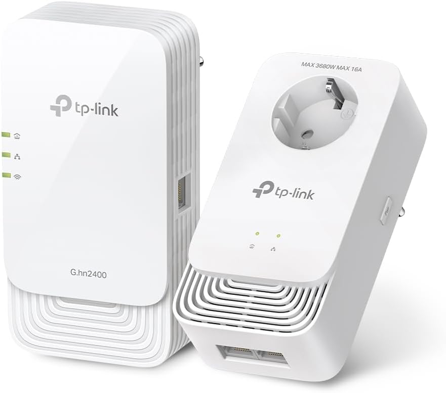 TP-Link PGW2440 KIT WLAN Powerline, bis zu 1428 Mbps über Powerline, Gigabit Ethernet, Extra-Steckdose, Plug & Play, Nicht kompatibel mit HomePlug AV/AV2 G.hn240