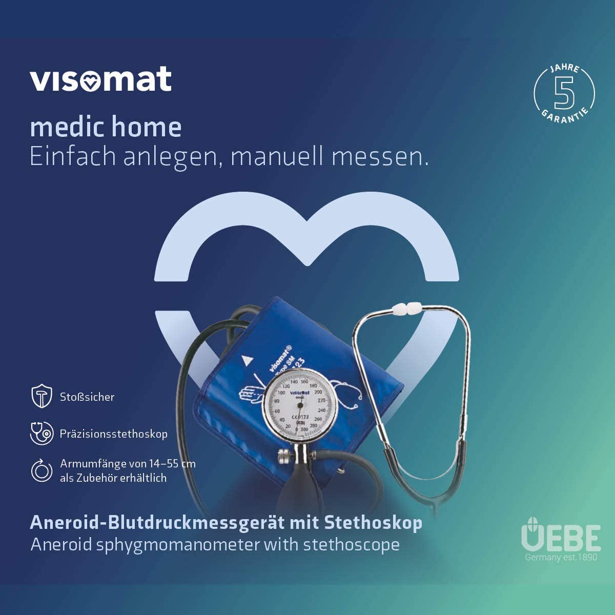visomat medic home (standard) blood pressure monitor with stethoscope, 22-32 cm, various sizes 22 - 32 cm