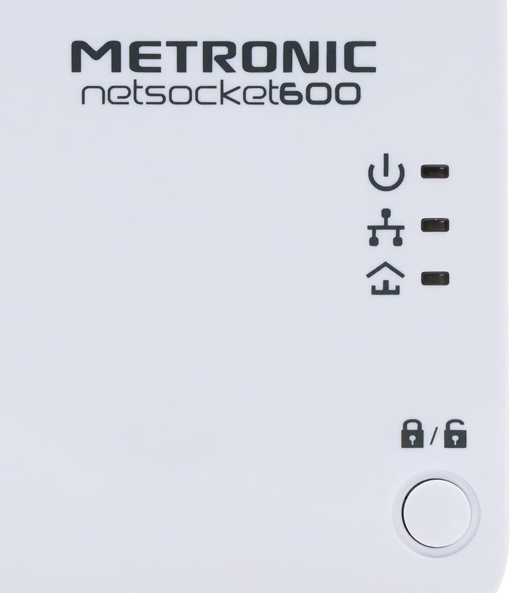 Metronic 495467 Netsocket Duo Powerline CPL-Steckdose, 600 Mbit/s, 1× Fast Ethernet 100 Mbit/s, Steckdose Typ E (FR)