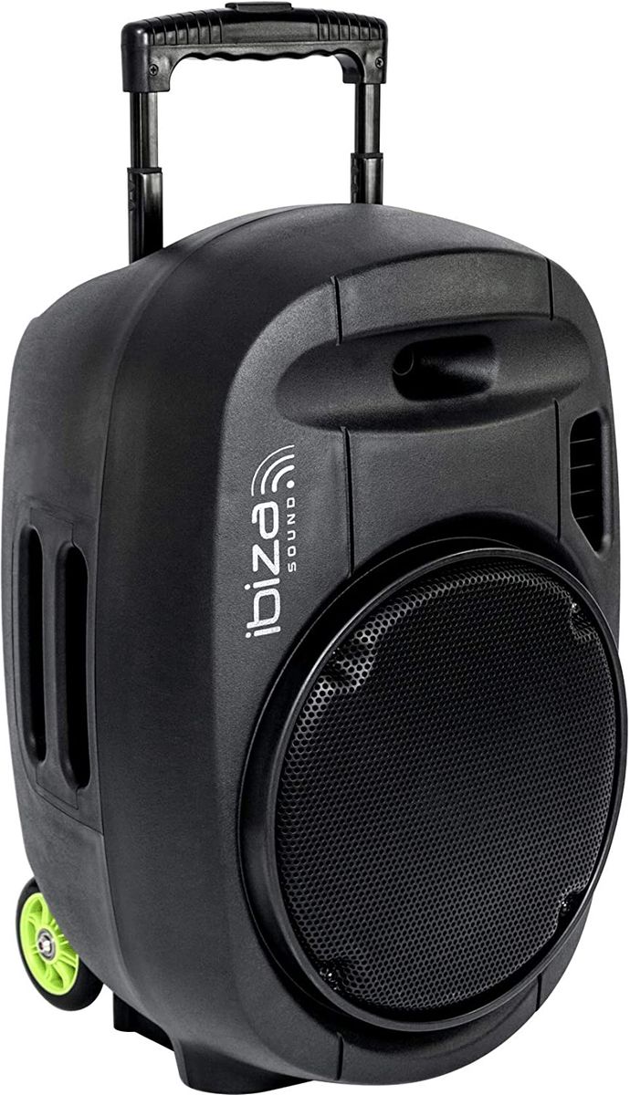 Ibiza Sound PORT12VHF-MKII Eigenständiges tragbares Soundsystem 12 / 700W mit USB-MP3, Bluetooth, Vox & 2 VHF funkmikrofonen Schwarz