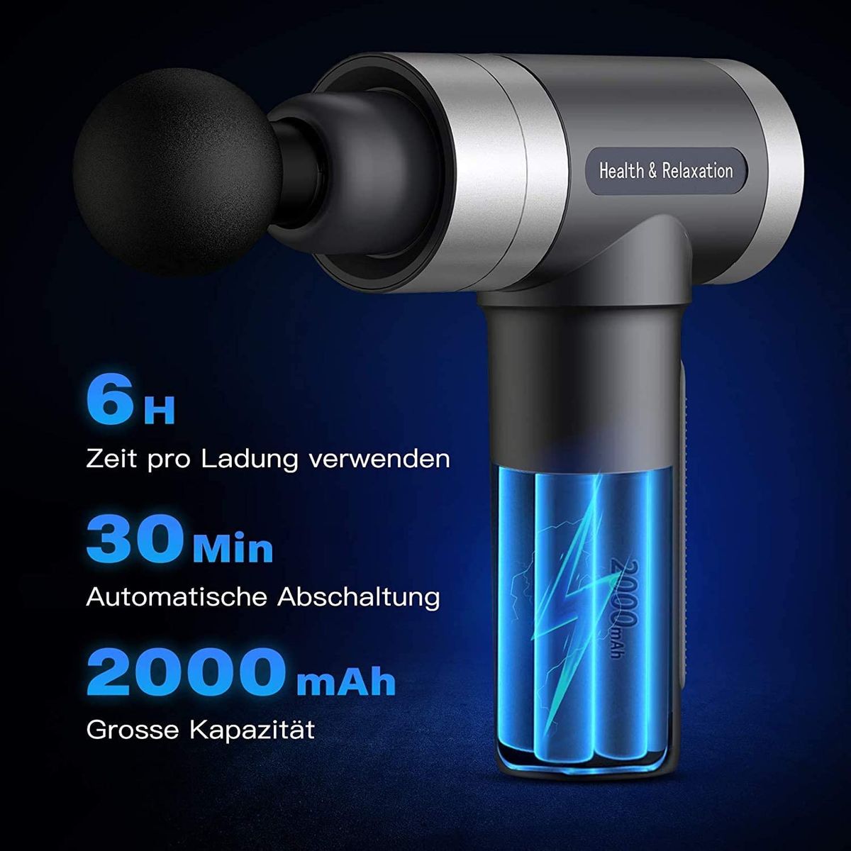 MILcea Massagepistole Tiefen massagegerät LED-Anzeige-Touchscreen elektrisches Handmassagegerät Massage Gun 6 Massageköpfen 5 Geschwindigkeiten