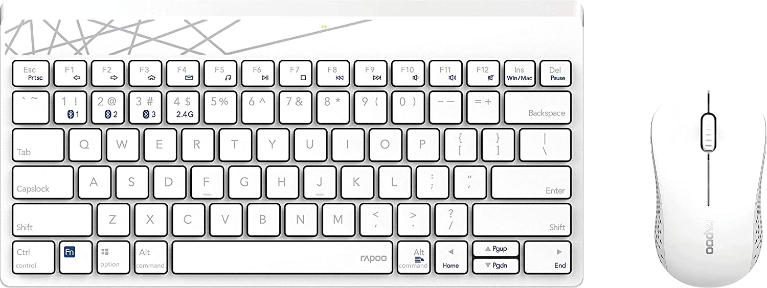 Rapoo 8000M kabelloses Multi-Mode Deskset Tastatur & Maus weiß DE-Layout